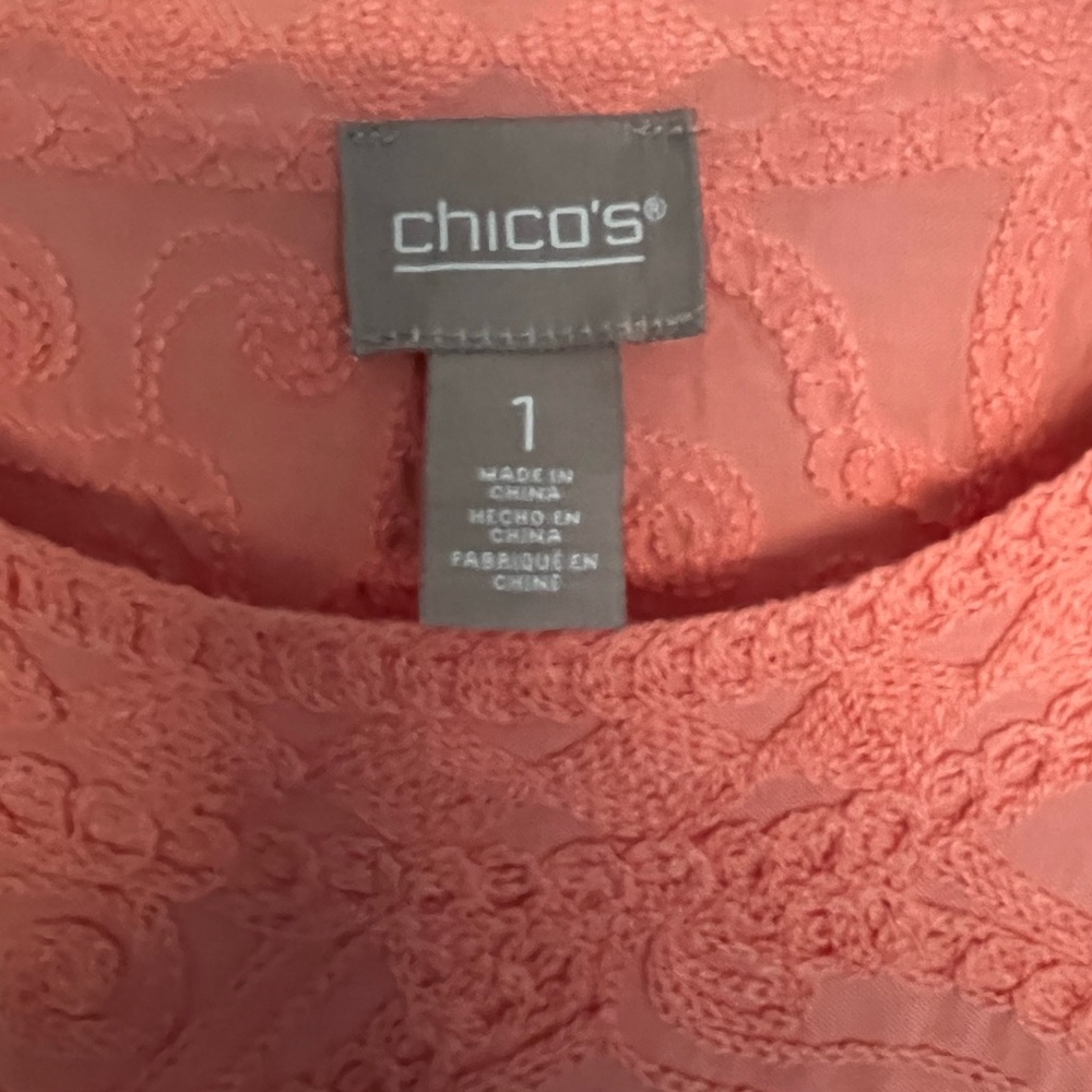 Chico's Vibrant Coral Lace Blouse - Picture 2 of 3